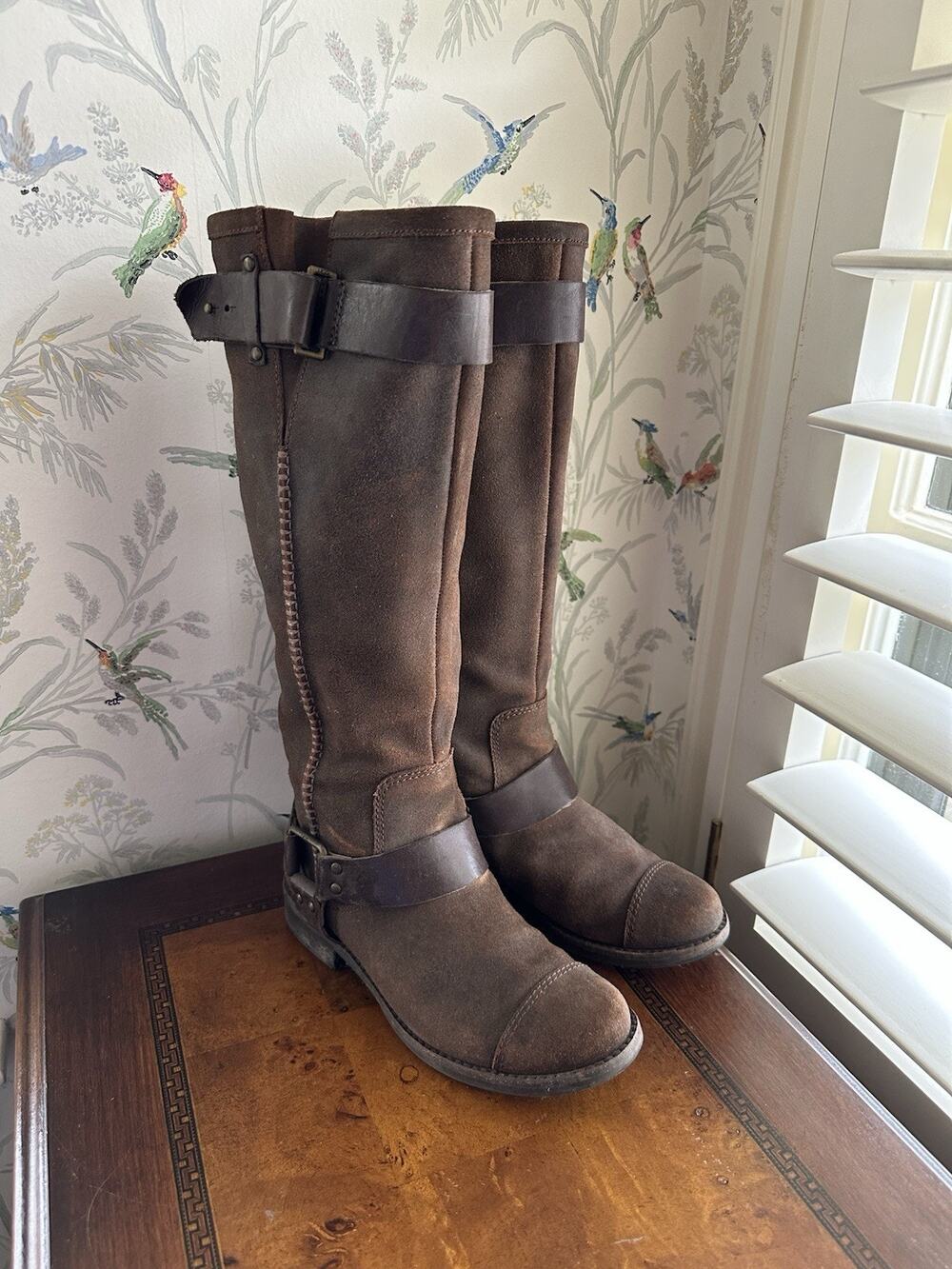 UGG Dree Boots 1005690 Brown Suede Knee High Harness Riding Boots Women 5.5